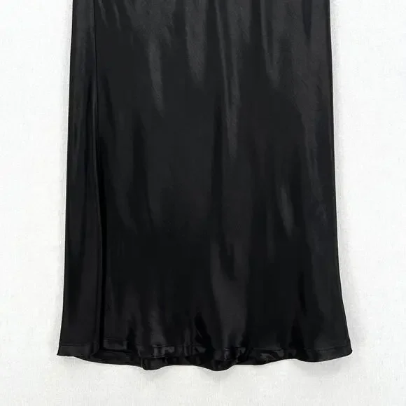 ENZA COSTA Satin Bias Cut Skirt Womens Small 1 Black Midi Pull on Slip Maxi NWOT - Picture 8 of 16